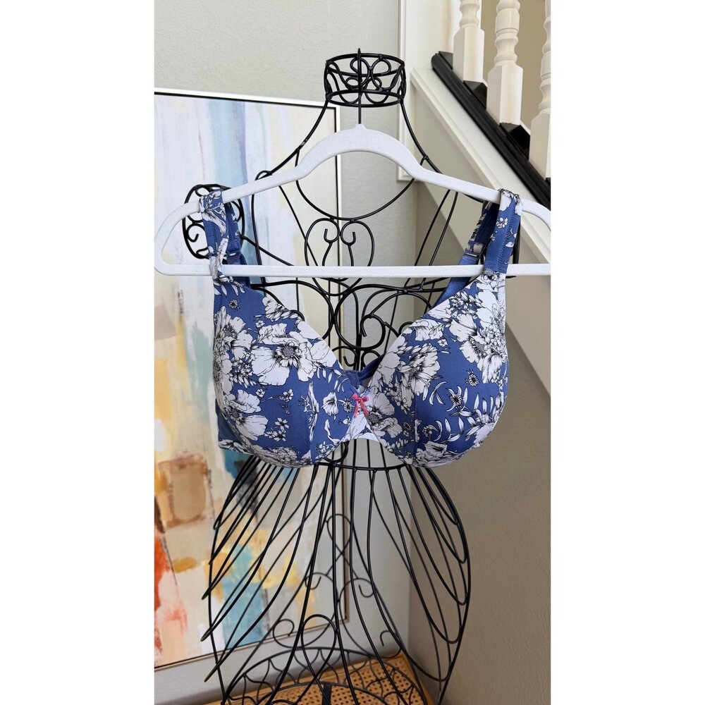 Cacique Bra Womens 
Blue Floral Lightly Lined Full
Coverage Underwire 42C